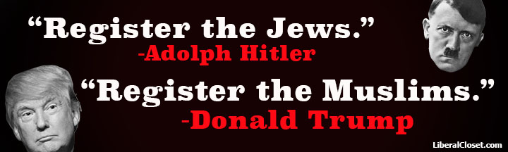 Adolph Hitler anti Donald Trump bumper sticker from Liberal Closet